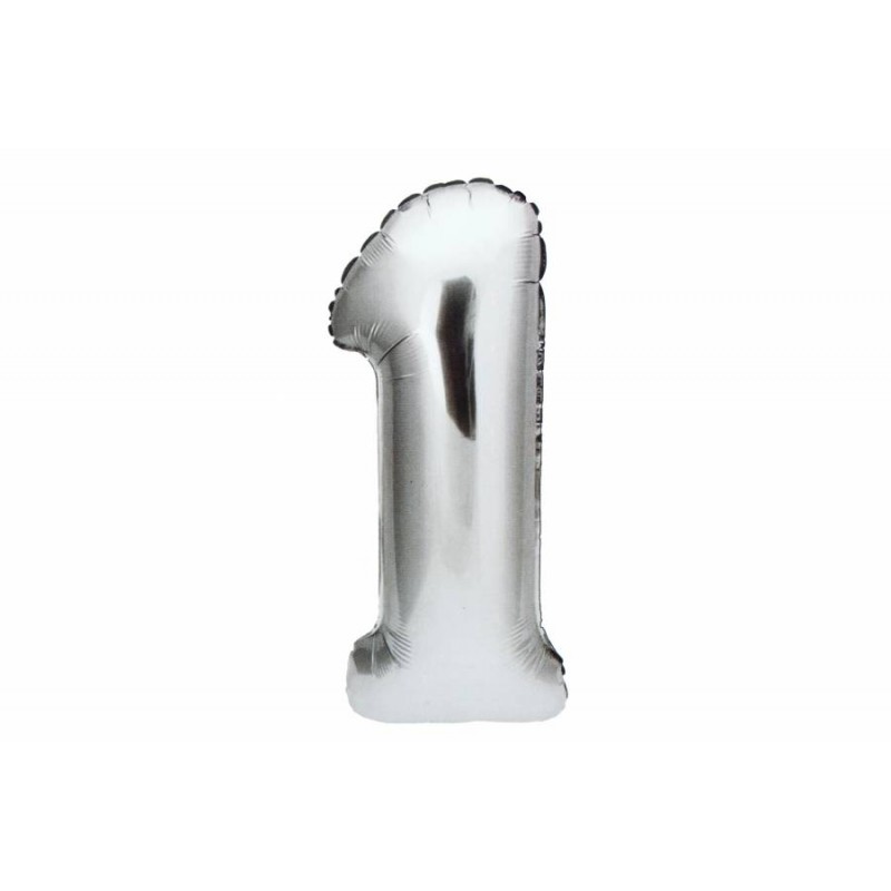 Воздушный шар в форме цифры серебро матовый 