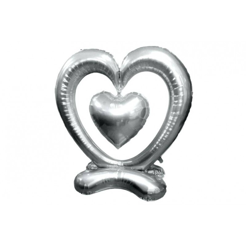 Воздушный шар сердце серебро (1,15м) 5-89123